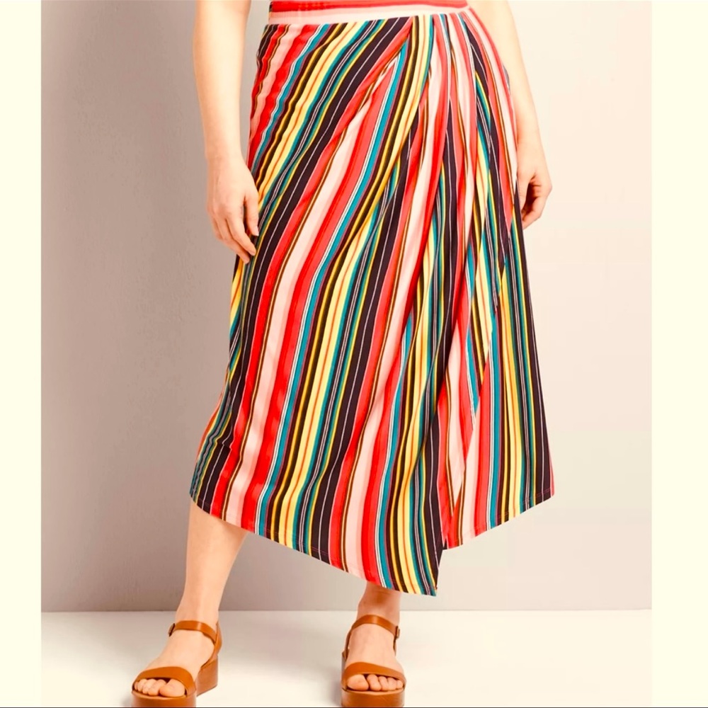 NWT Lane Bryant Asymmetrical Faux Wrap Skirt Multicolored